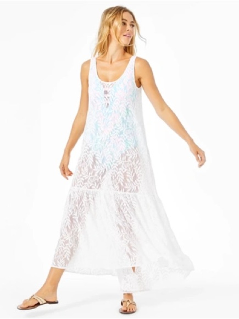 Lilly Pulitzer Finnley Lace Coverup in Paradise Found Lace White large